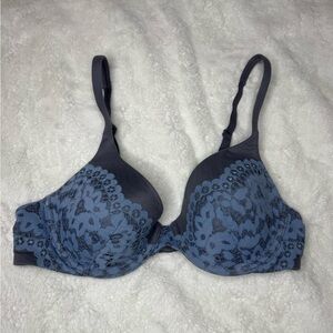 Victoria's Secret Lace Overlay Bra in Blue